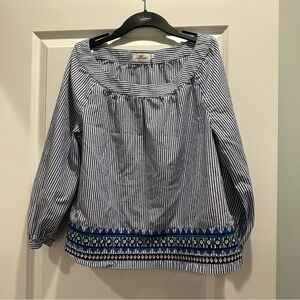 Vineyard Vines Geo Prep Embroidered Open Neck Blouse